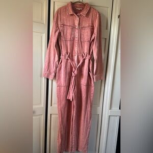 Skies Are Blue Coral Denim Jumpsuit